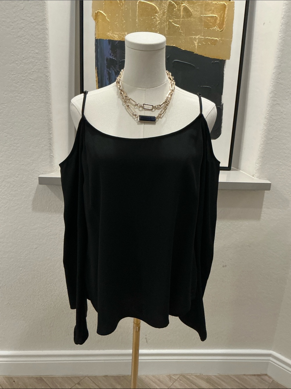 Black Women's Cold-Shoulder Long Sleeve